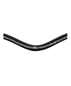 Frontal Cuir Noir "Cristaux Blancs" PLR Equitation - Cob