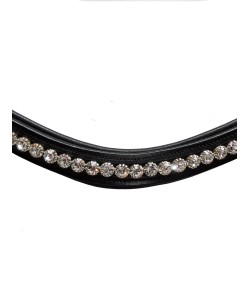 Frontal Cuir Noir "Cristaux Blancs" PLR Equitation - Cob