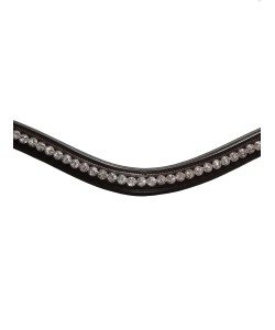 PLR Brown Leather Browband "White Crystals"
