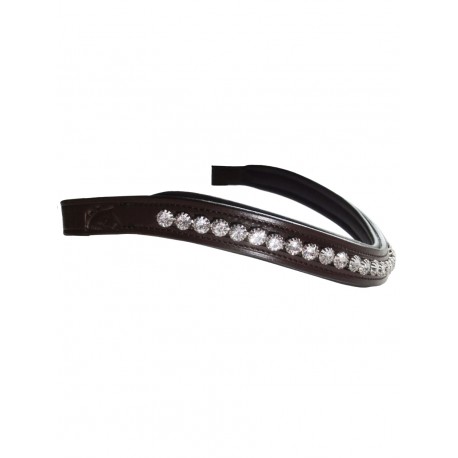 PLR Brown Leather Browband "White Crystals"