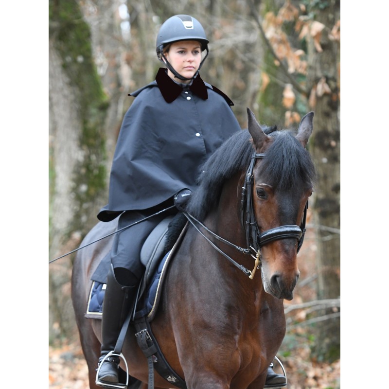 PLR Riding Raincoat with Hood Black PLR Equitation