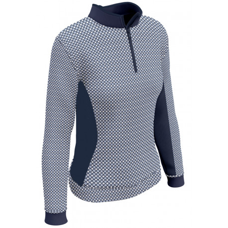 Polo technique d’équitation, Navy Dotted, à manches longues par Lamée