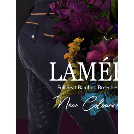 PLR Equitation - Full Seat Bamboo Breeches - Midnight Blue, by Lamée