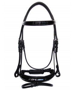 Bridon Anatomique PLR Equitation - Cuir Noir Verni - Taille Cob