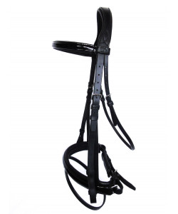 Bridon Anatomique PLR Equitation - Cuir Noir Verni - Taille Cob