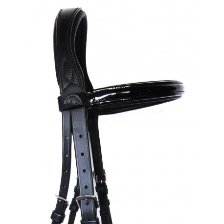 Bridon Anatomique PLR Equitation - Cuir Noir Verni - Taille Cob Bridon Anatomique PLR Equitation - Cuir Noir Verni - Taille Cob