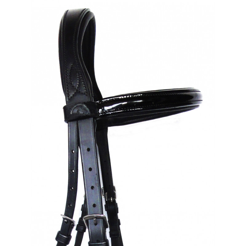 Bridon Anatomique PLR Equitation - Cuir Noir Verni - Taille Cob