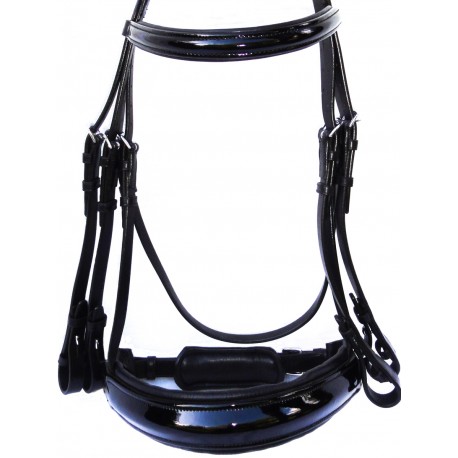 Bride De Dressage Anatomique Ridex En Cuir, Avec Pierre Cristal Noire, Pour Cheval, Neuve