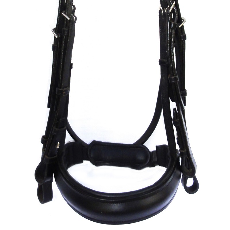 Bridon en cuir doublé Canter Black Strass pour poneys et chevaux
