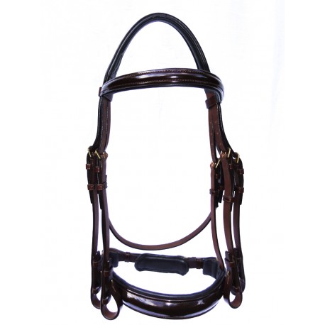 Bride Anatomique PLR Equitation - Cuir Anglais Brun avec Verni Bride Anatomique PLR Equitation - Cuir Anglais Brun avec Verni