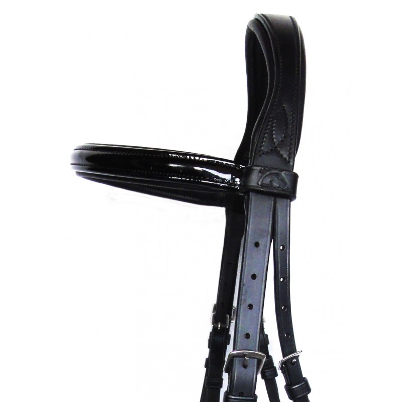 PLR Anatomic Bridle - Black Leather with Patent
